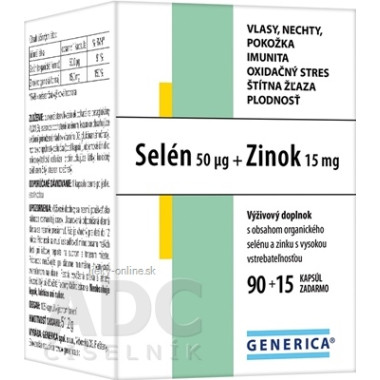 GENERICA Selén 50 μg + Zinok 15 mg