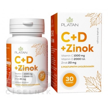 PLATAN Vitamín C + D + Zinok