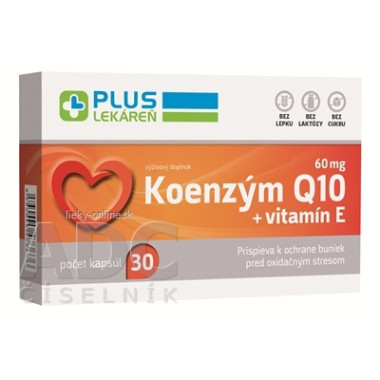 PLUS LEKÁREŇ Koenzým Q10 60 mg + vitamín E