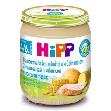 HiPP Príkrm BIO Zemiaky s kukuricou a morč.mäsom