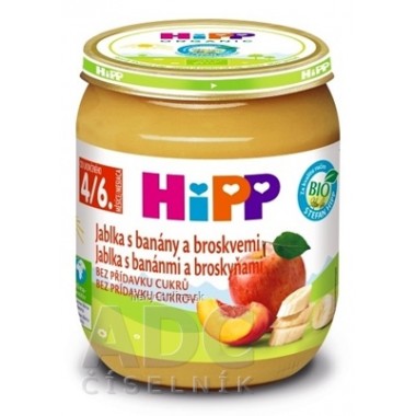 HiPP Príkrm 100% Ovocie Jablká, banány a broskyne