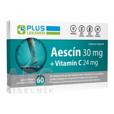 PLUS LEKÁREŇ Aescín 30 mg + Vitamín C 24 mg